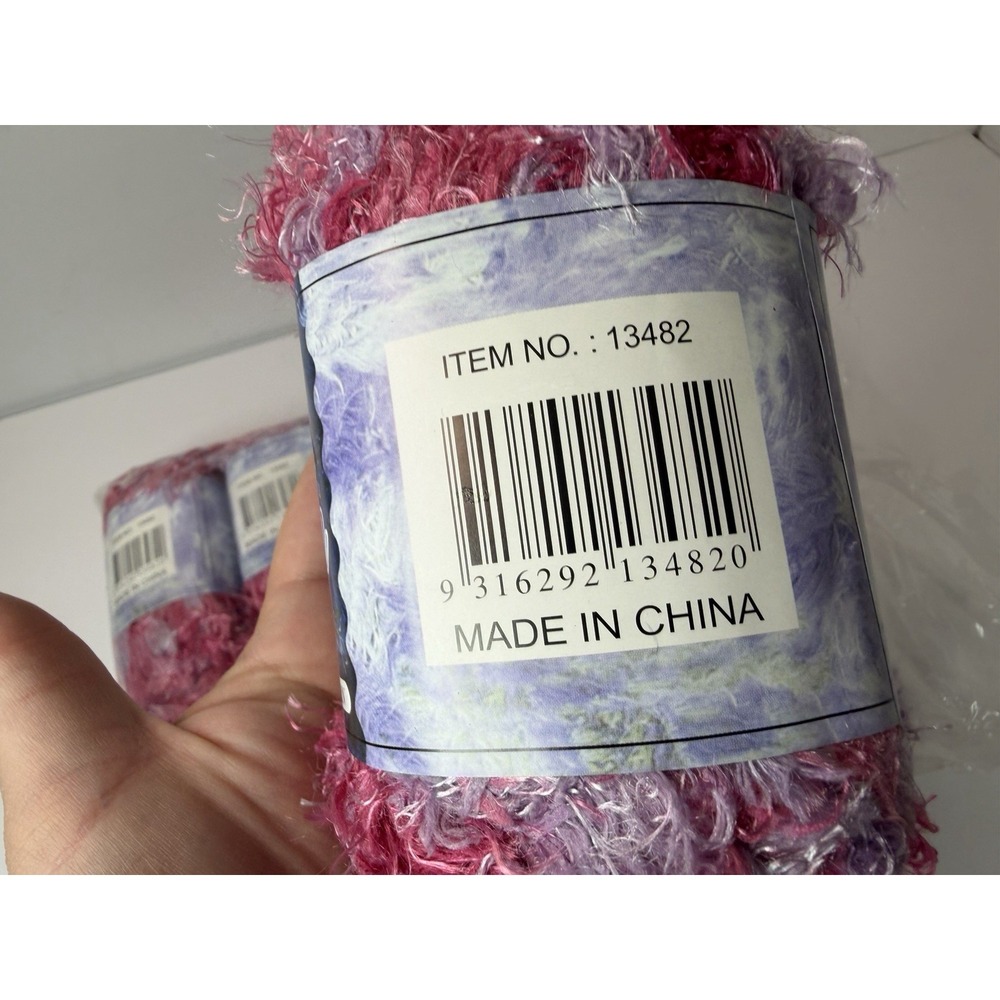 Knitting Yarn 100% Polyester Micro-fiber Pink Purple Eyelash Fuzzy Yarn Lot 10 - Picture 4 of 4